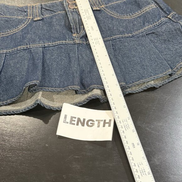Y2K Style Micro Mini Dark Denim Skirt Shorts Skort Pockets Pleats Womens Size 6 - Picture 10 of 10